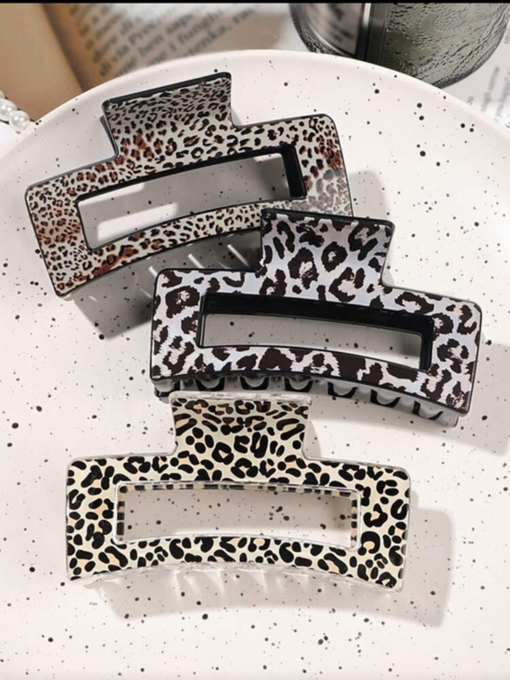Leopard Print Rectangular Hair Claw Clip - Multicolor